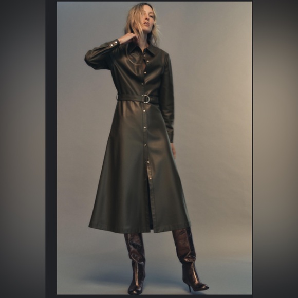 Zara Faux Leather Shirt Dress - Picture 1 of 5